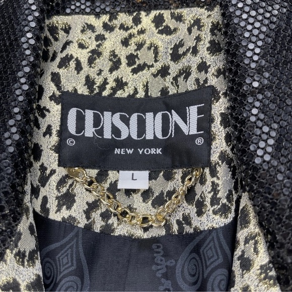 VTG Criscione New York Cache Womens Jacket Blazer Large Metallic Leopard Print - Picture 6 of 13